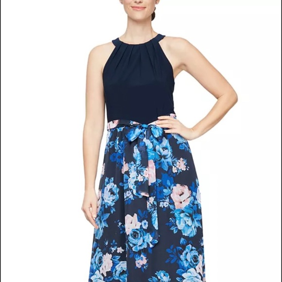 NEW SLNY FASHIONS FLORAL PRINT HALTER MAXI DRESS - Picture 9 of 12